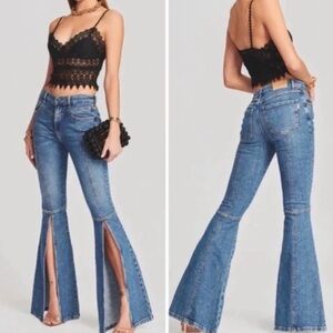 Retrofete Slit Bottom Blue Flared Jeans
